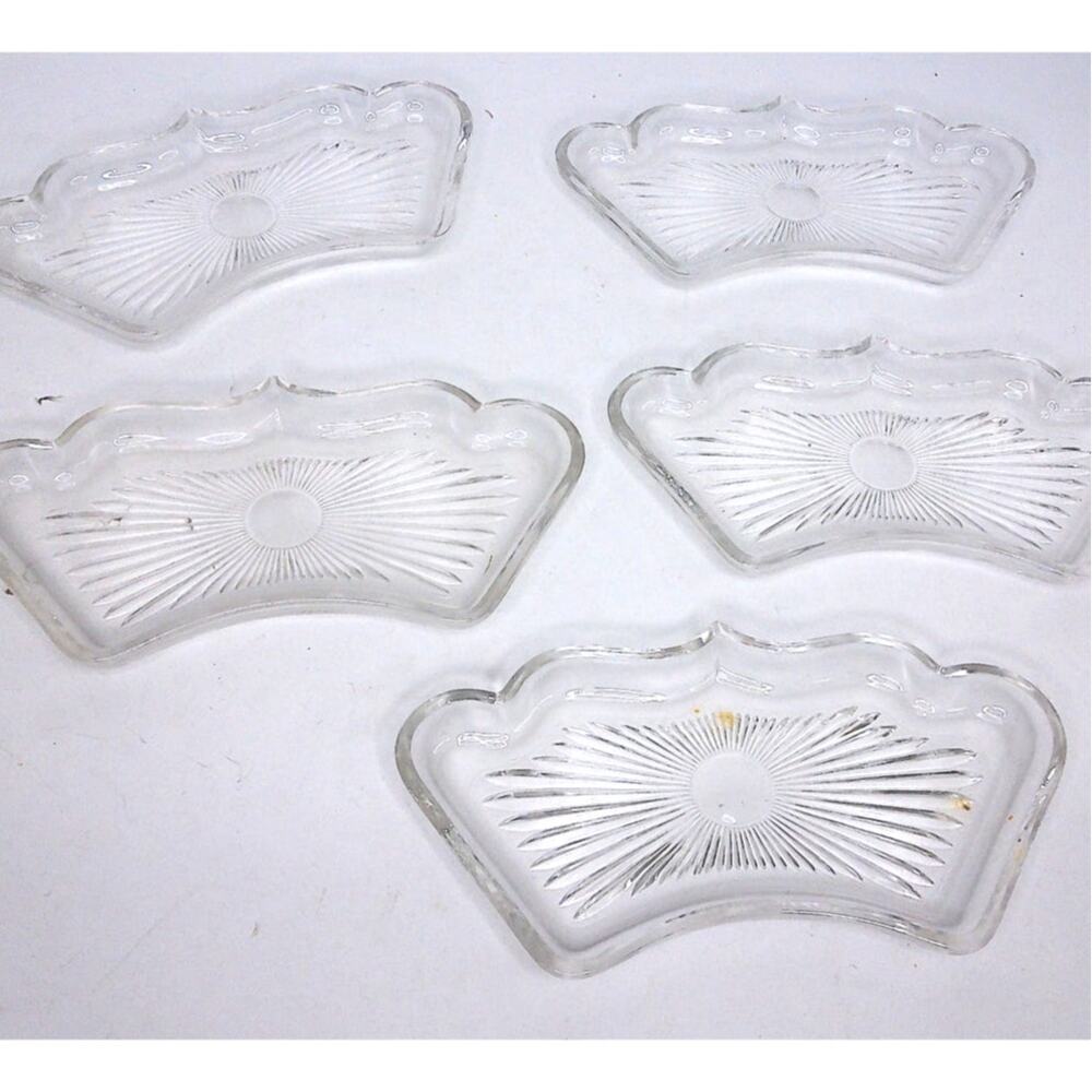 Vtg Hellerware Glass Lazy Susan Replacement Inserts Clear Starburst MCM Set of 5